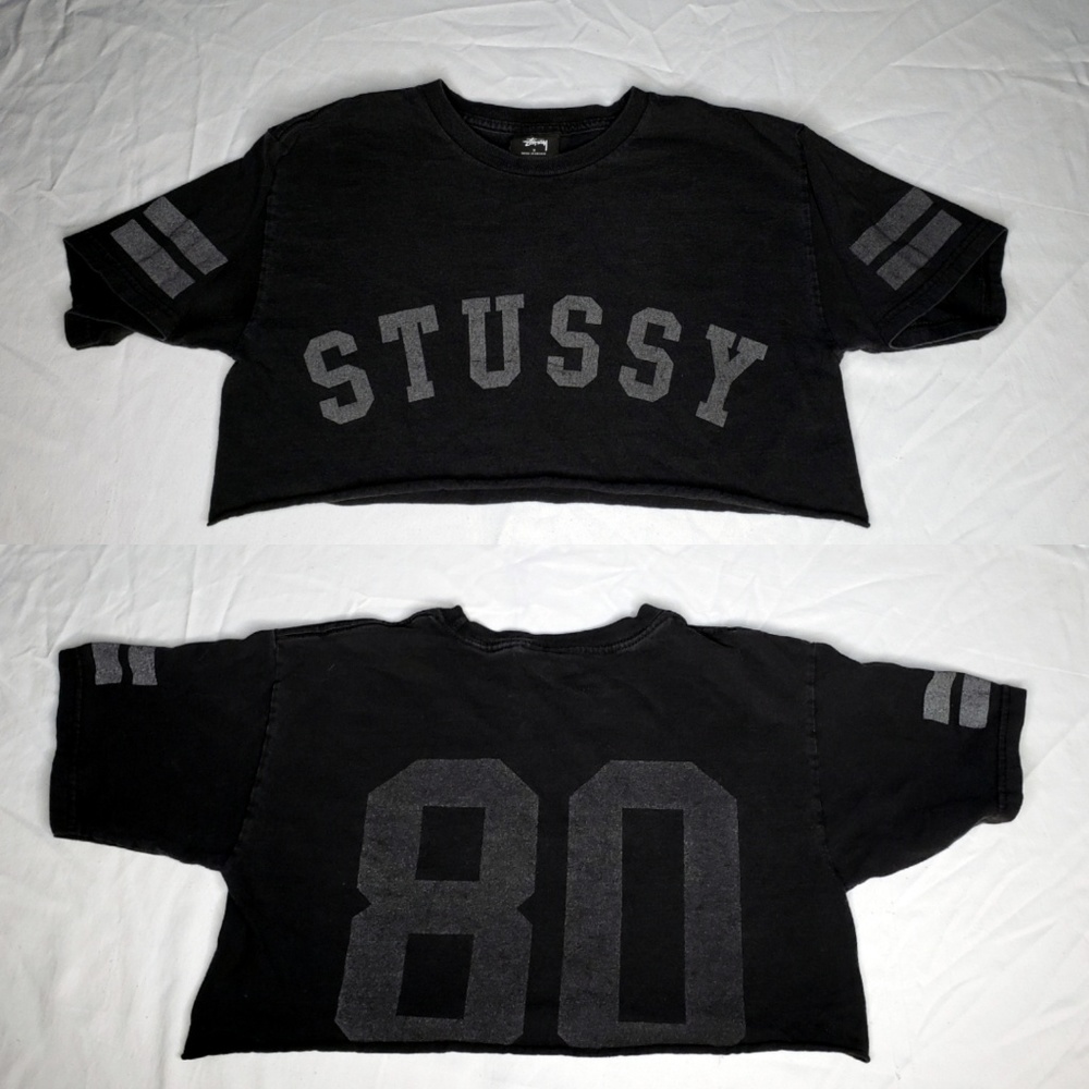 ‼SOLD‼ Vintage Stussy 80 Cropped Spell Out Black - Picture 1 of 8